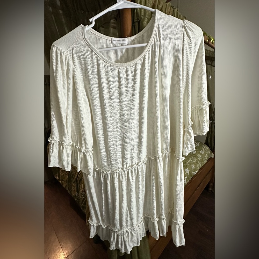 Chic Soul Ivory Tiered Blouse